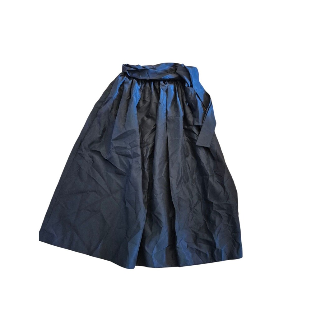 Chaus VTG 90s Y2K A-Line Skirt Taffeta Midi Skirt Black pleated Belted sz 6